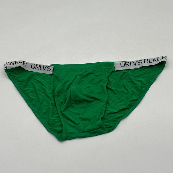 Orlvs Men’s NEW Green MODAL W/ white LOGO WAISTBAND LOW RISE BIKINI LARGE 1 PAIR - Picture 1 of 7